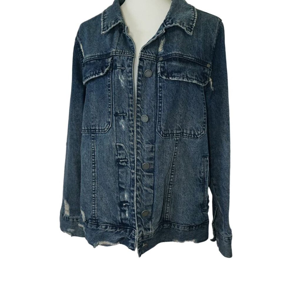 Blank Nyc womens denim jacket size large oversized distressed
